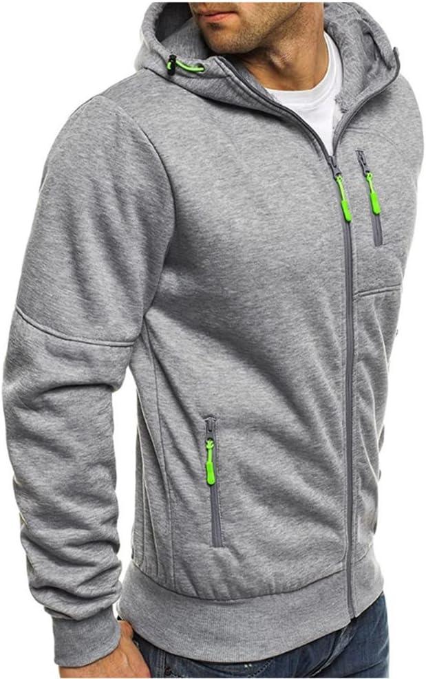 Men Hoodies Casual Hoodies for Men with Zip Pockets Full Zip Long Sleeve Sweatshirt Sports Hooded Jacket (XX-Large, Light Grey)