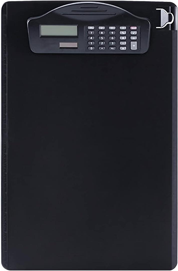 A4 Clipboard with Solar Calculator Multifunctional File Folder Clipboard Plastic Storage Clipboards Pen Clip Writing Pad Clipboards File Storage Document Paper Holder for Business Office