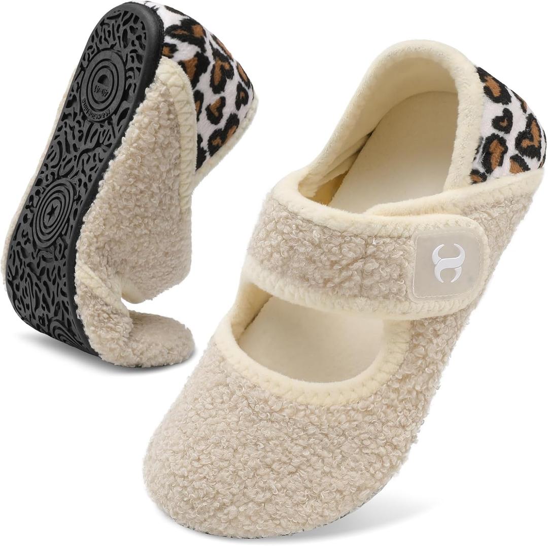 Comfy House Slippers for Women & Men - Wide Diabetic Sock Slippers, Soft & Cozy Barefoot House Shoes (9.5-10 Women/8-8.5 Men, Spleopard)