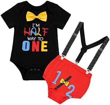 Baby Boy It's My 1/2 First Birthday Outfit Newborn Half Way To One Birthday Pants set 1st Cinco De Mayo Uno Birthday Clothes, No T-shirt