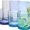 US Acrylic Classic Plastic Reusable Drinking Glasses (Set of 8) 12oz Rocks & 16oz Water Cups in Coastal Colors | BPA-Free Tumblers, Made in USA | Top-Rack Dishwasher Safe
