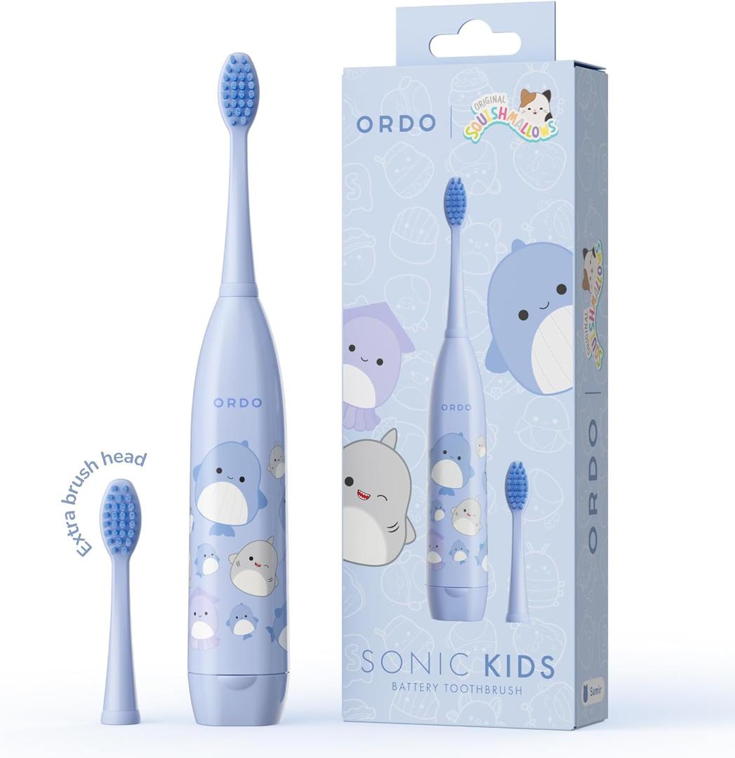 ORDO Squishmallows Toothbrush, Sonic Battery Toothbrushes for Kids, Soft Bristles, Extra Brush Head Inc, Gift for Kids Aged 4 Years and Up, Battery Included, Samir