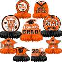 4 x 9PCS Graduation Party Decorations Class of 2026 Congrats Grad Table Centerpiece Congratulate Graduation Honeycomb Table Toppers for Graduation Party Supplies(Orange,Black