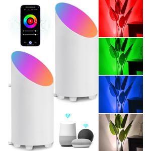SUNVIE Smart Floor Can Light 5W RGBW Color Changing Up Lights Indoor with Timer 2700K-6500K Floor Spotlight Dimmable Uplighting Indoor Uplights for Plant Corner, APP Control Alexa & Google Home, White, 2PCS
