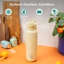 REDUCE Aura Vacuum Insulated 26 oz Water Bottle - Leak-Proof & Chug Spout for Quick Hydration - Keeps Drinks Cold for 30 Hours - Removable Handle for Travel or Gym - Soft Sit Base - Yellow Bud