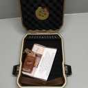 Travel Cigar Humidor Case - Cedar Lined, V Cut Cutter, Portable Humidor with Humidifier & Hygrometer, Holds 7-9 Cigars, Includes Lighter - Gift Set (Dark wood)