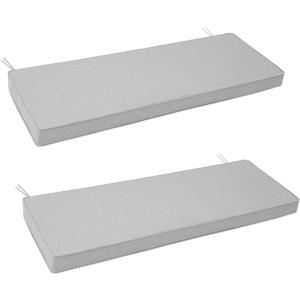 Outdoor Bench Cushion, 48 x 16 Inch, Set of 2, Light Grey, 48" x 16" 2 Pack