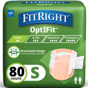 FitRight Adult Incontinence Briefs with Tabs, Moderate Absorbency, Small – Fits 20" to 32" Waist (Maximum 32"), 80 Count