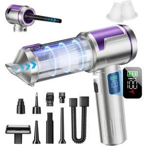 Handheld Car Vacuum Portable Cordless, 22000Pa High-Power Suction Hand held Vacuum Cleaner & Air Duster for Car Cleaning, Home, Office, Pet Hair | Multi-Nozzle, Washable Filter, LED Light