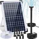 Yeomi 12W Solar Fountain Pump, Solar Powered Water Pump 132 GPH with 6 Spray Nozzles & 16.5ft Cord, Solar Bird Bath Fountain for Outdoor Garden Pond Pool Patio Water Features