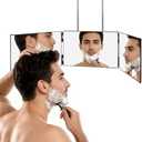 LMZNXCZ 3 Way Mirror for Self Hair Cutting,360 Haircuts Men for Barber Use Tools,to See Back of Head,Tri Fold Mirror with Portable Height Adjustable Telescoping Hooks (6.7" x 10.8")
