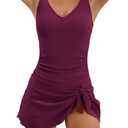 Aidonger One Piece Swim Dress Swimsuits for Women Tummy Control Swim dress Skirt Bathing Suit (XX-Large, Burgundy)