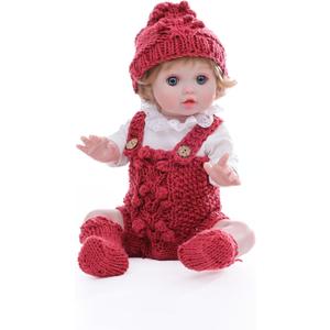 Reborn Baby Doll, 18-Inch Realistic Newborn Baby Doll with Hand-Rooted Hair and Cute Sweater, Full-Body Vinyl Baby Dolls for 3+ Ages, Gifts, Collect