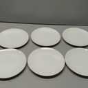 BTaT- White Dessert Plates with Gold Rim, Set of 6, 8" Round, Porcelain, Elegant Style, Dinner Plates