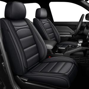 AOMSAZTO Ford Ranger Seat Covers: Full Set Custom Fit 2019 2020 2021 2022 2023 2024 2025 2026 Ford Ranger XLT/XL/Lariat (Not for Raptor) Waterproof Leather Seat Protector(5 Seats, Black)