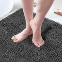 HOMEK Bathroom Rugs 60"x30", UltraSoft Bath Rugs Quick Dry, Non Slip Absorbent Chenille Bath Mats for Bathroom Floor, Tub, Shower, Toilet, Machine Washable, Grey
