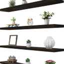 36 Inch Brown Wood Floating Shelves for Wall Rustic Wall Shelf for Bedroom Living Room Set of 4, 36Incn