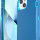 for iPhone 13 Case (6.1"), with 2 Tempered Glass Screen Protector [Heavy Duty Military-Grade Full Body Drop Protection] Shockproof Tough Durable 6.1 InchBlue