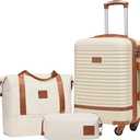 Luggage Sets 3 Piece, Expandable Hard Shell Carry on Suitcase with Spinner Wheels and TSA Lock, Travel Lightweight Luggage Set with YKK Zippers (Beige, Carry-on 20 Inch)