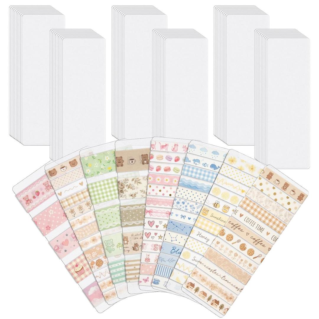 Crtiin 120 Pcs Washi Tape Cards Organizer with Storage Box Portable Washi Tape Holder & Display Board for Scrapbooking, Journaling, DIY Crafts, Travel (5.9 x 2 Inch)