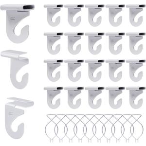 60 Drop Ceiling Hooks for Classrooms & Offices, White Heavy Duty Ceiling Hooks for Hanging Plants & Decorations, Metal T-Bar Hooks for Suspended Drop Ceiling Tiles