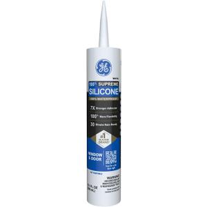 GE Supreme Silicone Window & Door Sealant, White, 10.1 fl oz Cartridge, Pack of 1