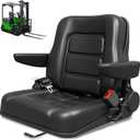 Universal Forklift Seat, Tractor Seat with with Adjustable Angle Back Armrest, Fold Down Tractor Seat with Safety Belt, for Excavator, Skid Steer, Dozer, Telehandler