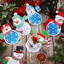 Tioncy 24 Set Winter Craft Kits Christmas Snowman Coaster Crafts Winter Snowflake DIY Holiday Cup Coasters Kits Ideal for Family Fun Holiday Party Supplies Christmas Gifts for Adults