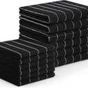Homaxy Microfiber Kitchen Towels and Dishcloths Set, 12 Pack Soft and Absorbent Dish Hand Towels Bulk, 28 x 16 Inch & 12 x 12 Inch Quick Drying Rags for Washing Dishes, Black