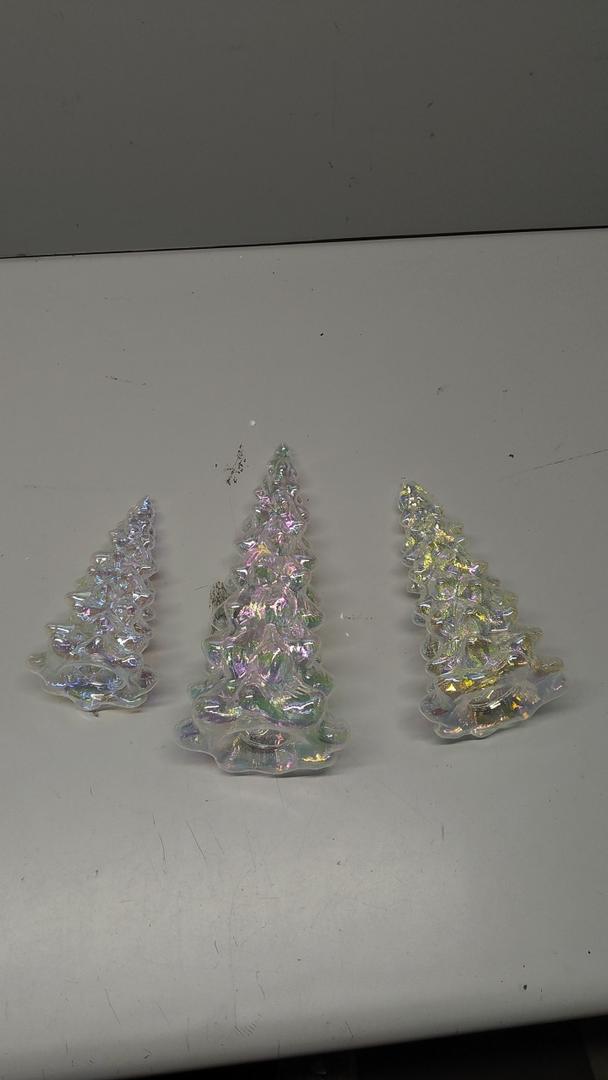 3 Piece Holiday Glass Christmas Tree Set Decorations