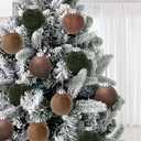 Velvet Christmas Ornaments Set,15 Pcs Christmas Decor Bolas Grandes De Navidad para Arbol Velvet Christmas Balls - Neutral Green Brown Neutral, 80mm 3.15 inch