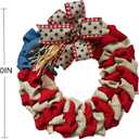20 Inch 4th of July Wreaths Patriotic Wreaths for Front Door Red White and Blue Wreath, American Flag Wreath - for Front Porch Decor Burlap Bow Memorial Day Decorations