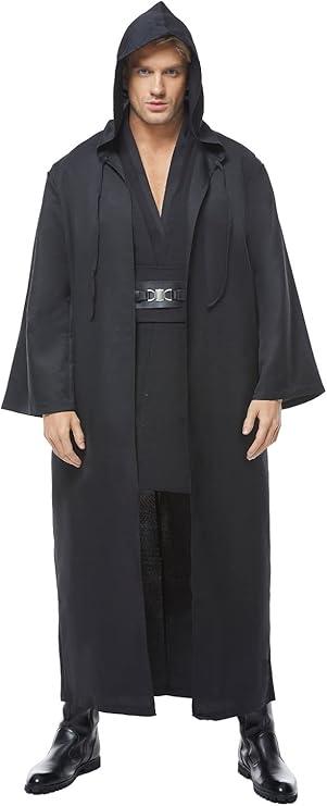 Tunic Hooded Robe Adult Wizard Robes Monk Priest Cloak Halloween Cosplay Knight Hood Cape Renaissance Costumes X-LARGE