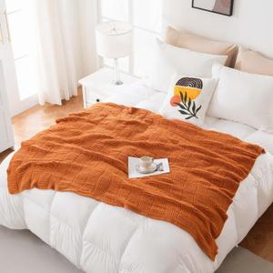Excervent Ultra Soft Microfiber Plush Fluffy Blanket, Luxurious Fuzzy Checkered Throw Blankets for Couch Sofa Bed and Chair (50x60inch,Burnt Orange Plaid)