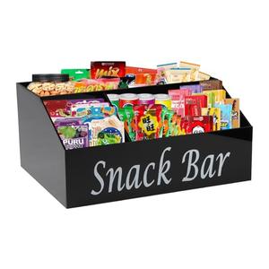 Xbopetda Snack Organizer for Countertop - Acrylic Storage Container With 4 Compartments for Kitchen Cabinet Pantry - Black Snack Bar Station