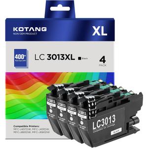 LC3013 Black Ink Cartridges Compatible for Brother LC3011 LC3013 XL Work with Brother MFC-J497DW MFC-J491DW MFC-J895DW MFC-J690DW Printer (4 Black)