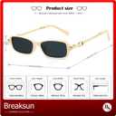 Breaksun Retro Rectangle Sunglasses for Women Men Trendy 90s Small Square Sun Glasses 2025 Designer Sunnies (Beige/Grey)