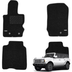 WENNEBIRD Superior Carpet Floor Mats for 2021-2026 Ford Bronco 4-Door (Not for Bronco Sport), 0.6-Inch Ultra-Thick, Noise-Reducing, All-Weather Waterproof Anti-Slip – 4-Pc Set