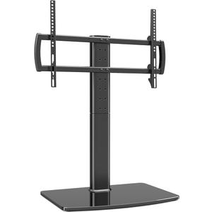 Universal Swivel TV Stand/Base Table Top Stand 40 to 86 inch TVs 110 Degree Swivel, 5 Level Height Adjustable, Heavy Duty Tempered Glass Base, Holds up 132lbs Screens, HT04B-003
