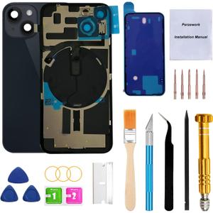 Rear Back Glass Replacement for iPhone 14 Plus 6.7-inches with Reparing Toolkit and All Necessary Parts (Midnight Black)