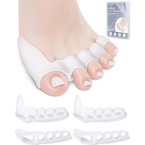 4PC Silicone Toe Separators Spacers for Women and Men Bunion Protector, Overlapping Toe Corrector Toe Alignment, Foot Pain Relief, Reduces Friction, Day and Night Use