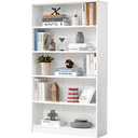 Farini White Bookshelf for Bedroom 5 Shelf Office Bookcase 60 Inches Tall Modern Wood Bookshelf for Living Room 5 Tier Wide Manga Bookshelf Library Bookcase