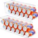 2 Pack Soda Can Organizer for Refrigerator, Stackable Canned Food Pop Cans Container Can Holder Dispenser with Lid for Fridge Rack Freezer, Clear Storage Bins-Holds 12 Cans Each (Clear)