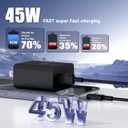 QZIIW Super Fast Samsung Charger Type C,45W Dual Port USB C Fast Charger Block [2-Pack] & Extra Long 60W 3/6/10/10FT USB C Cable - PD Quick Charging 3.0 For Samsung Galaxy S25 Ultra/S24+/S23 iPhone 16