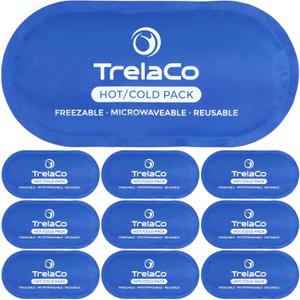 TrelaCo 10 Pcs Reusable Gel Ice Packs for Injuries, Gel Ice Packs Bulk for Injuries, Soft and Flexible, Hot and Cold Compress for Knees, Back, Shoulders, Arms, and Legs, 10 x 5 Inch