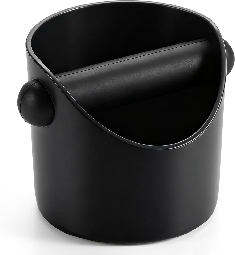 Li&Zhao Espresso Knock Box - Premium Knock Box for Espresso Machines with Non-Slip Base, Includes Brush and Dust Blower, Knock Box Espresso Accessory for Home, Suitable for 51-53mm Knock Box(Black)