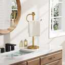 BESy 17 Inch Brushed Gold Stand Towel Bar Hanger Hand Towel Bar Bathroom Vanity Countertop Towel Holder Free Standing Stainless Steel Towel Ring Hardware Accessories Towel Rack