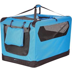 Amazon Basics Folding Portable Soft Pet Dog Crate Carrier Kennel, 36 x 24 x 24 inches, Blue