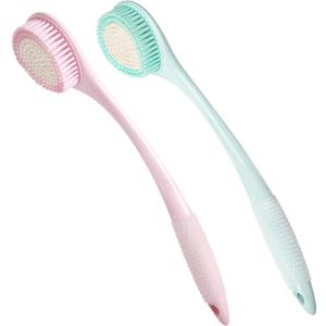 BEDELITE Back Bath Brush Long Handle for Shower of 2 - Soft Shower Brush for Men & Women,Back Brush Scrubber - 16.4" Long Skin Exfoliator for Body Bath ScrubberBlue & Pink