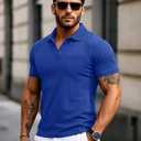 MAGCOMSEN Mens Polo Shirts Short Sleeve Cotton Pique Golf Shirts with Pocket Casual Performance Moisture Wicking Polos (XXL)